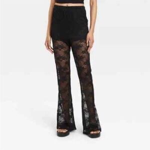 Elegant Black Lace Flare Pants
